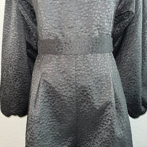 SAMSOE HARRIET SHORT PLAYSUIT JUMPSUIT ROMPER in BLACK FLOWER BALLOON SLEEVES -S - Picture 4 of 16